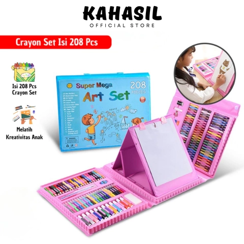 KAHASIL - Pensil Warna Crayon Krayon Kerayon Set 208 Pcs Lengkap Alat Melukis Menggambar Mewarnai